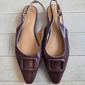 Kensie brown leather slingback flats